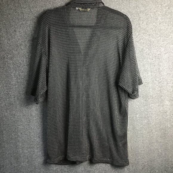 MALTOS Black Lace Knit See Through Cuban Collar Button Down Up Vintage Shirt 2XL - Picture 3 of 7